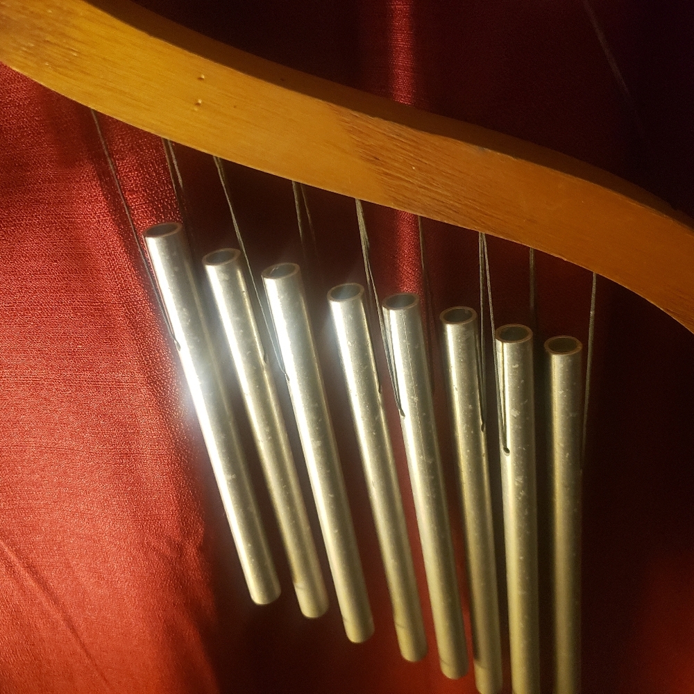 Vintage-Style 8" Arched Bamboo & Metal Wind Chimes, Soft Melody - Picture 7 of 8
